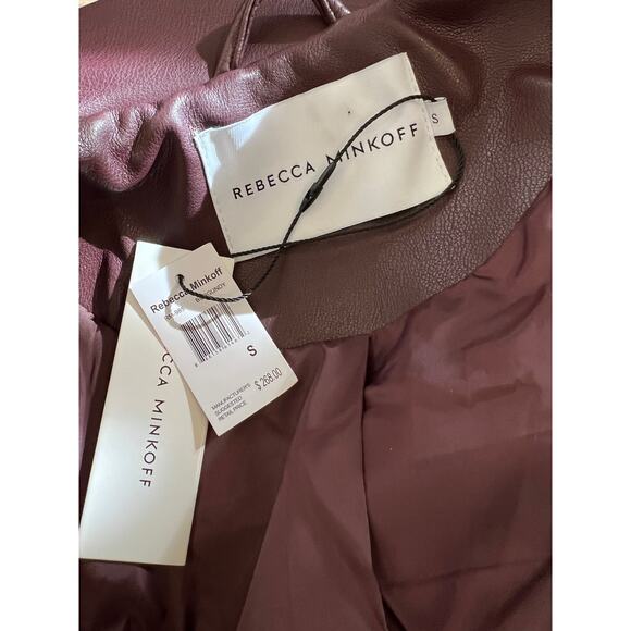 Rebecca Minkoff Moto jacket faux leather burgundy S - Picture 8 of 9